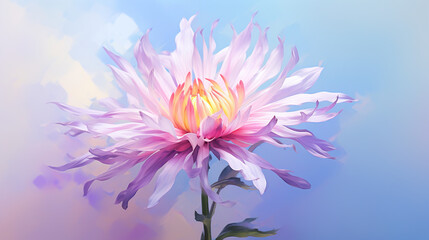  a painting of a pink flower on a blue and pink background.  generative ai