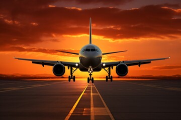 Obraz premium A front plane at sunset