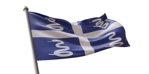 Obraz premium Martinique flag waving isolated on white transparent background, PNG.