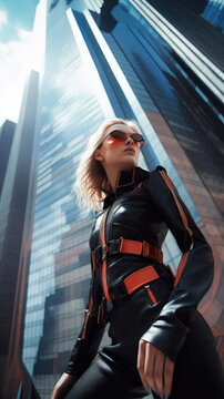 Confident Woman In A Futuristic Cityscape  , Background Image, Best Phone Wallpapers