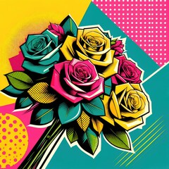 Pop Art Roses: Bold and Vibrant Floral Illustration