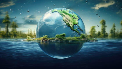 Water drop of life, saving earth environment concept