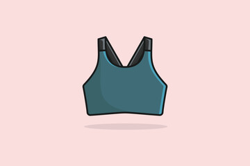 Sports and Gym Bra For Women and Girls Wear vector illustration. Sports and fashion objects icon concept. Girls sports bra vector design with shadow.