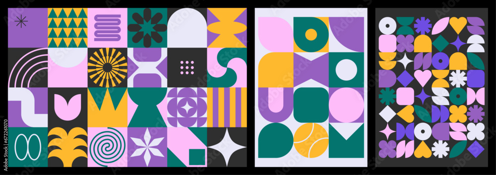 Canvas Prints set of neo geometric patterns with brutalist shapes. modern, minimalist figures and symbols. abstrac