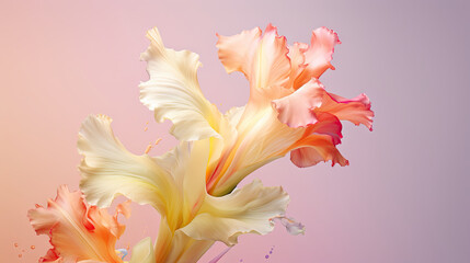  a close up of a flower on a pink background with water droplets.  generative ai