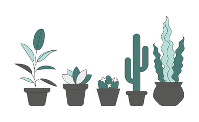 Vector flat illustration home plants