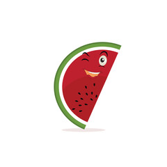 Watermelon cartoon, fresh fruit vector illustration, with different faces and expressions. Comic watermelons vector