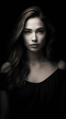 Fototapeta premium Fine Art Black And White Portrait Of A Woman Timeless , Background Image, Best Phone Wallpapers