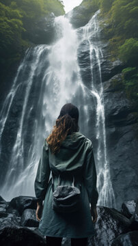 Introspective Portrait Of A Woman Amidst Cascading, Background Image, Best Phone Wallpapers