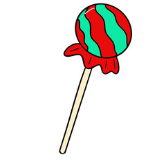 Colorful lollipops placed on a white background.