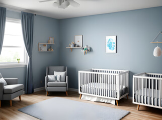 Ultrarealistic detailed interior design for baby boy.