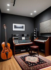 music studio room with ultra realistic design