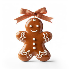 Gingerbread man Christmas decoration  on  white background