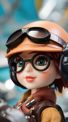 Plastic Doll Portrait With A Toy Pilots Cap, Background Image, Best Phone Wallpapers