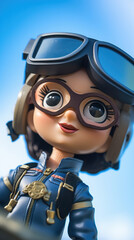 Plastic Doll Portrait With A Toy Pilots Cap, Background Image, Best Phone Wallpapers