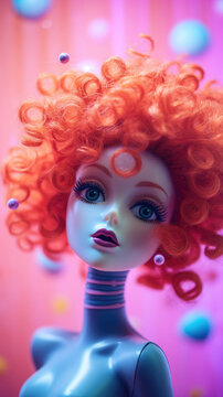 Plastic Doll Portrait With Whimsical Hairstyles, Background Image, Best Phone Wallpapers
