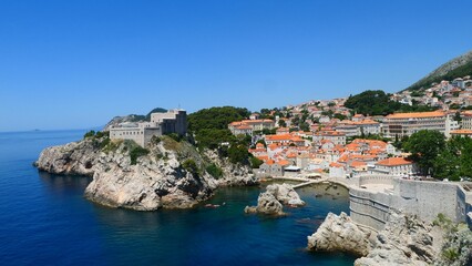 Fort Lovrijenac on a rocky outcropping just outside the city walls, overlooking the Adriatic Sea