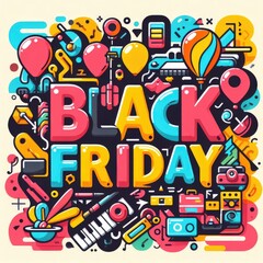 Illustration of a Black Friday web banner for online shopping and e-commerce