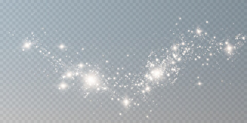 The dust sparks and golden stars shine with special light. Vector sparkles on a transparent background. Christmas light effect. Sparkling magical dust particles.	 - obrazy, fototapety, plakaty