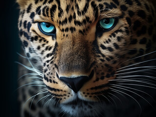 Close-up Portrait of a Leopard with Blue Eyes