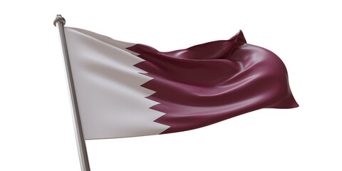 Qatar flag waving isolated on white transparent background, PNG. © Rawf8