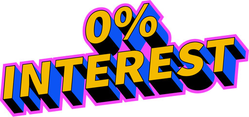 0% Interest Retro Bright Special Price Shopping Sales Tag Sticker Banner