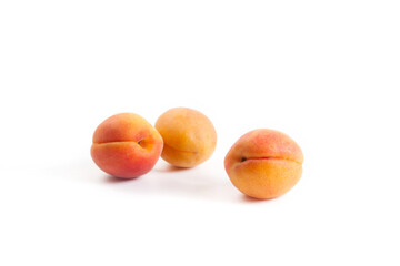 Apricots isolated on white background..