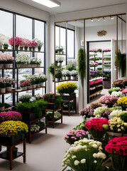 ultrarealistic florist shop medium shot hyperdetailed