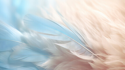  a close up of a blue and white feather background with a blurry background.  generative ai