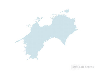 日本の四国地方を中心とした青のドットマップ、大サイズ。