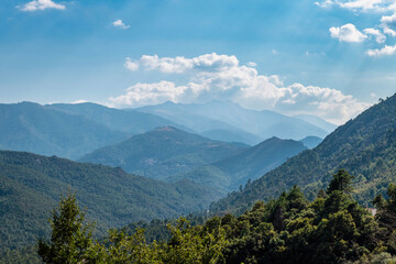 Fototapeta premium View of mountain landscape with layers, Corsica, France