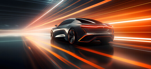 Obraz premium Fast moving electric car