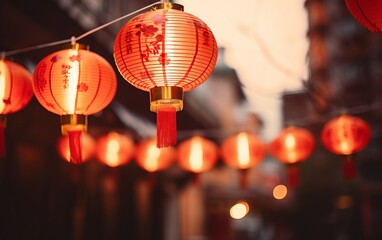 Fototapeta premium Calles decoradas para celebrar la entrada del año nuevo chino. Decoración. 