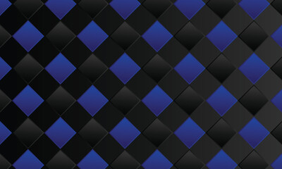 Obraz premium Seamless Black and Blue square pattern. Black ceramic tile background. Abstract square mosaic background. Vector illustration