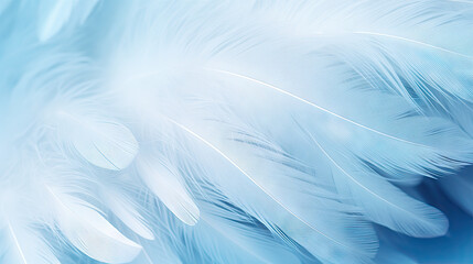  a close up of a blue and white feather background with a blurry image of the feathers.  generative ai