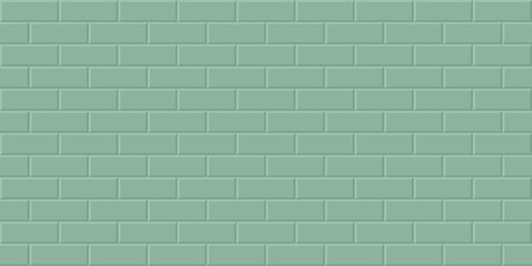 Green brick wall background, Abstract geometric seamless pattern design, Vector illustration