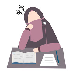 Muslimah Niqabis Study and feel tired of studying