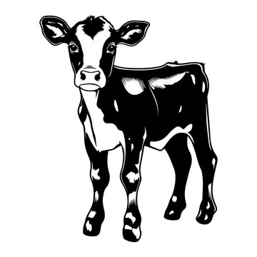 black and white calf standing clip art preview