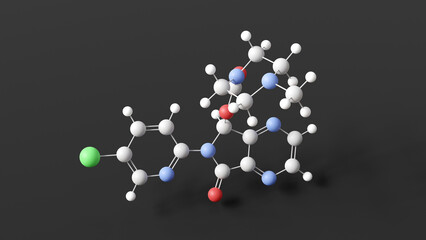 eszopiclone molecular structure, lunesta, ball and stick 3d model, structural chemical formula with colored atoms