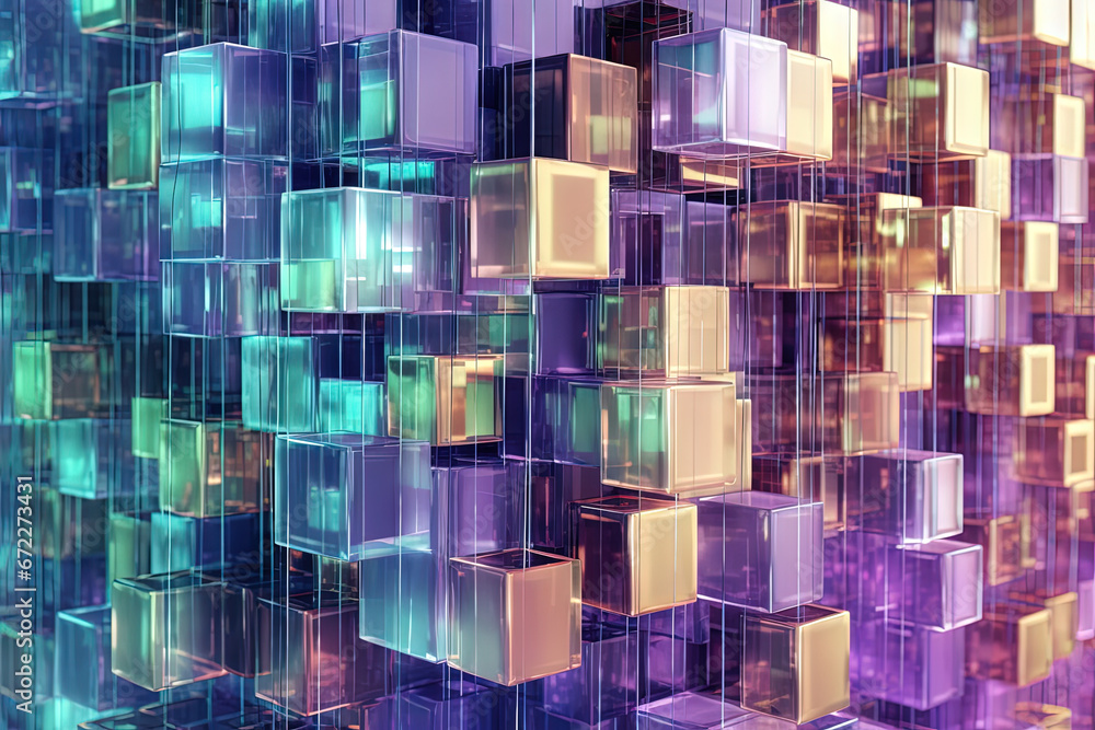 Aufkleber Abstract background with structure of cubes. Colorful cubes texture for technology backdrop.