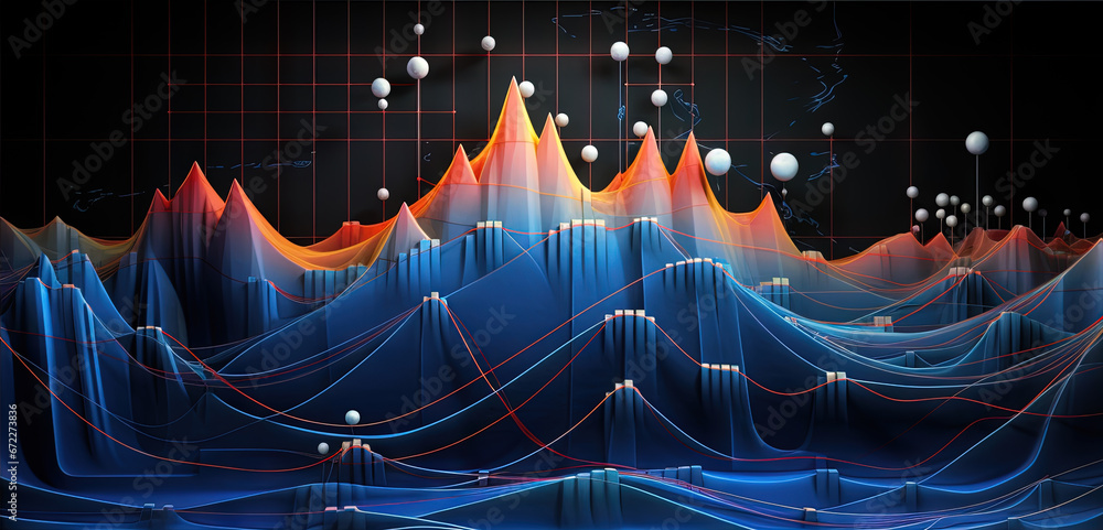 Poster abstract business graph in mountain style. data connection concept element for business.
