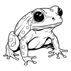 cute baby frog Monochrome illustration, baby frog silhouette design, Generative AI.