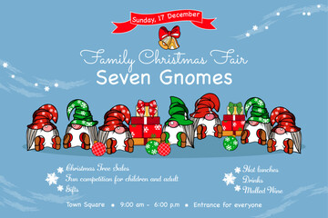  Christmas fair invitation with painted gnomes