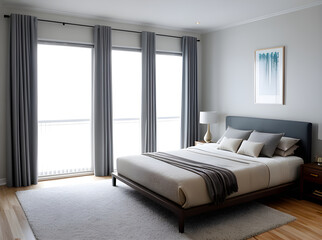 Realistic bedroom design with medium shot detail.