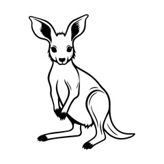 cute baby kangaroo Monochrome illustration, Kangaroo silhouette design, Generative AI.