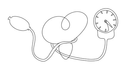 Tonometer. Hypertension. Heart. One line