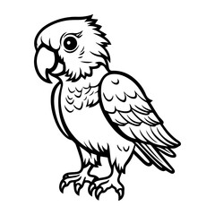 cute baby parrot Monochrome illustration, baby parrot silhouette design, Generative AI.