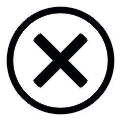 close button - x in circle, black and white cross icon symbol, vector