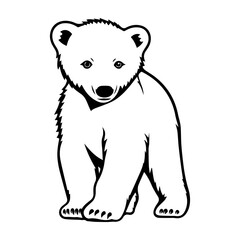 Obraz na płótnie Canvas cute baby polar bear Monochrome illustration, Polar bear silhouette design, Generative AI.