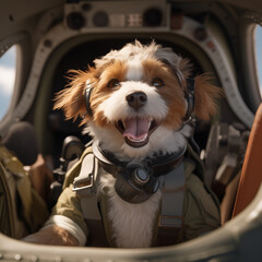 smiling dog glider pilot